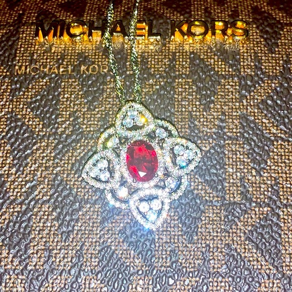 ๐งฟ2/$15๐งฟ NWT/NIB Ruby & White Sapphire Silver Necklace - Picture 7 of 12